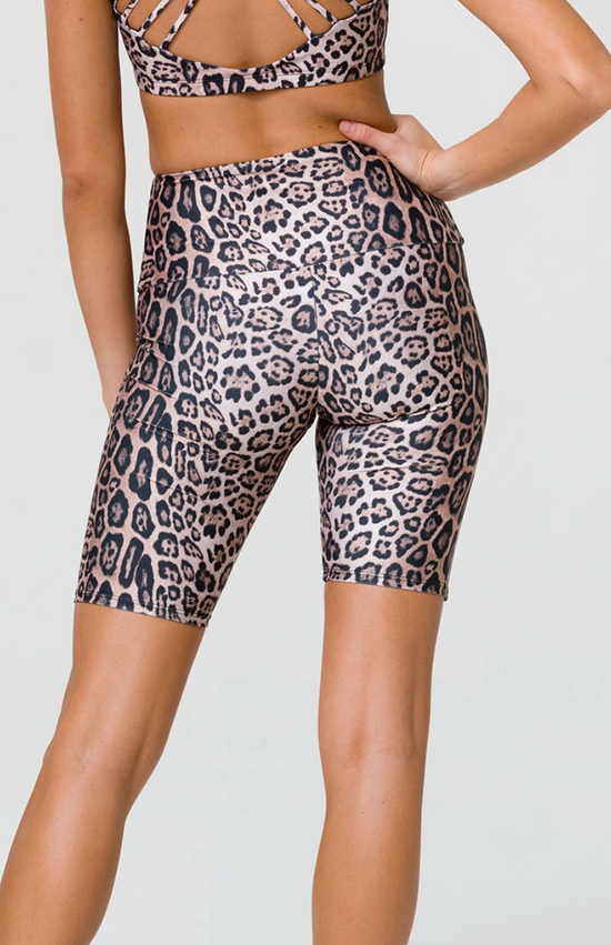 Image Title Onzie High Rise Biker Short - Leopard